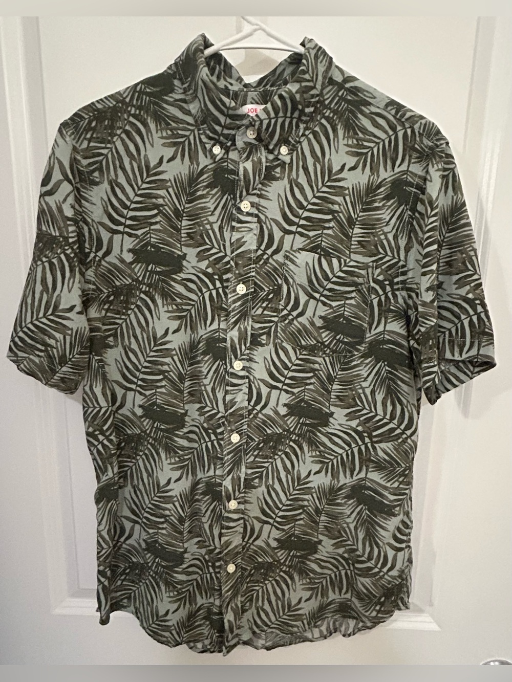 Joe Fresh Men’s Hawaiian Shirt Palm AOP Medium Resort Beach Surf Style Button Up